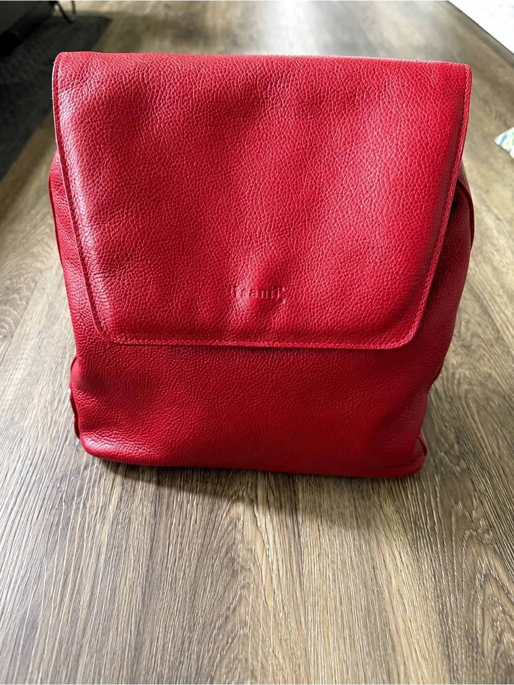 Isanti Made in Italy Red Pebbled Leather Backpack Purse